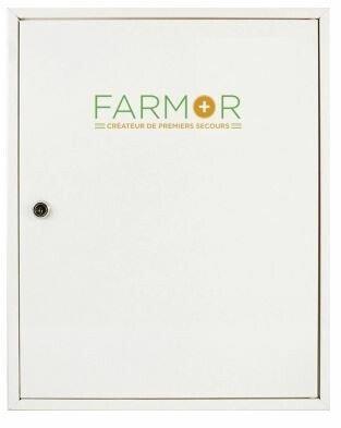 Armoire à pharmacie blanche en tôle - 1 porte, 2 étagères, 1 clé - Dimensions 450 x 355 x 150 mm - FARMOR FARARM4001MV_0