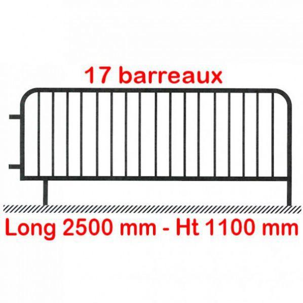 Barrière de police – Modèle Vauban 17 barreaux – 4 dimensions disponibles avec accrochages universels_0