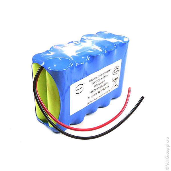 Batterie industrielle NiMH 10x AA NX 10S1P ST2 - 12V 2.5Ah avec fils_0