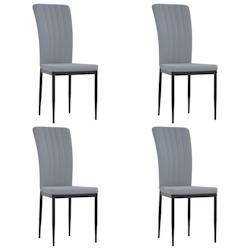 Décoshop26 - Set de 4 chaises de salle à manger en tissu velours gris couture décorative cadre en fer DEC025623 - gris 3000255352852_0