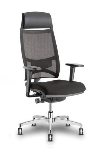 Fauteuil Résille Synchrone Dorsalis+ Noir avec Têtière et Pied Alu Poli - Référence 7900 FD C - Marque Columbia_0