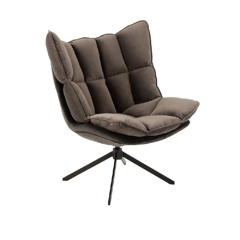 Fauteuil relax pivotant Pietra - tissu gris foncé métallisé avec piètement étoile en métal noir_0