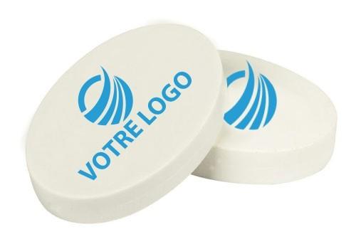 Gomme publicitaire ovale - blanche - forme ergonomique_0