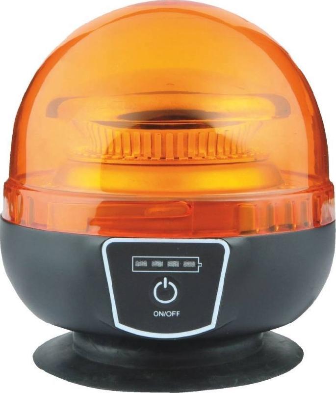 Gyrophare LED sur batterie Li-ion 4Ah - Base magnétique - Orange - IP67 - 11578639_0