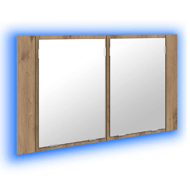 Helloshop26 - Armoire miroir salle de bain moderne avec étagères 80 x 12 x 45 cm en bois d'ingénierie chêne artisanal 02_0054529 - verre 3000238537825_0