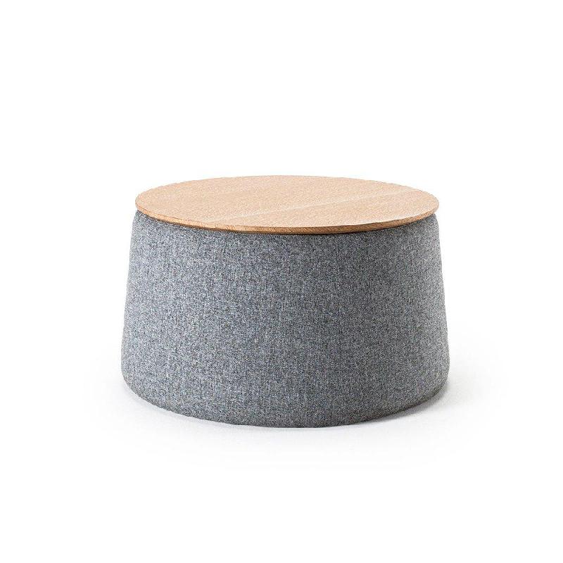 Innovation Living - Table basse design Stone 70x43 cm en tissu Twist Granite et plateau en chêne clair avec espace de rangement 110L_0