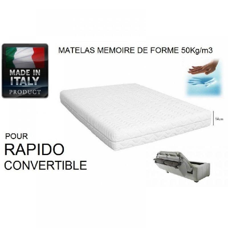 MATELAS MEMORY 50KG/M3 MÉMOIRE DE FORME ÉPAISSEUR 14CM POUR CANAPÉ CONVERTIBLE OUVERTURE EXPRESS, COUCHAGE 140*190CM_0