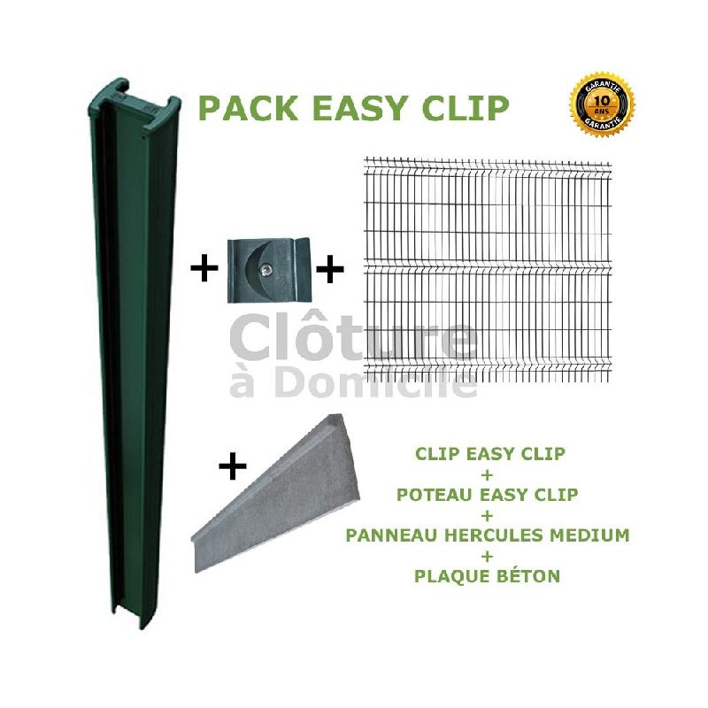 Pack prêt a poser easy clip [ poteaux + panneaux + clips + plaque béton]_0
