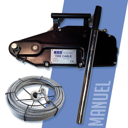 Palan tire câble EXO - capacité 800 à 5200 kg - câble acier 20m et levier télescopique_0