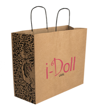 Sac papier kraft brun - poignées torsadées - impression personnalisée 2 couleurs - 32+9x26,5 cm_0