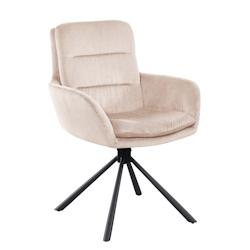 SalesFever Fauteuil  avec fonction pivotante à 360° |Revêtement en tissu velours côtelé |Cadre de baseball en métal |L 60 x P 64 x H 89cm |beige_0
