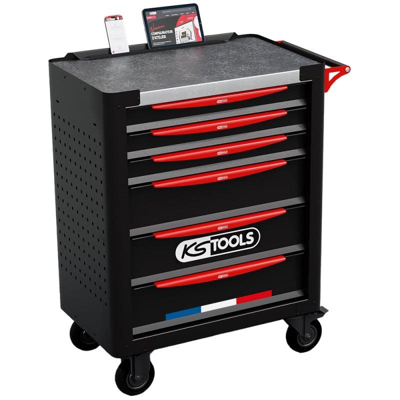 Servante d'atelier 6 tiroirs fabriquée en France équipée de 364 outils - KSTools | 824.6364F_0