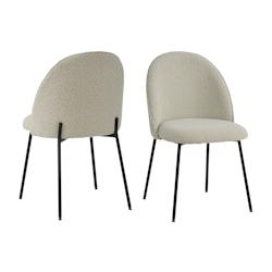 SIT Möbel Lot de 2 chaises Tom Tailor | Chaise rembourrée T-Bouclé | Revêtement gris-beige | Pieds en métal noir | L 57 x P 54 x H 52 cm - multic_0