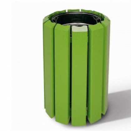 Corbeille publique Cologne - Structure acier et tôle - Finition chêne clair ou acajou - Capacité 60L_0