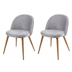 Décoshop26 - Lot de 2 chaises de salle à manger tissu velours gris clair en bois style rétro CDS04418 - gris 3000409713409_0