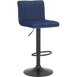 Décoshop26 - Tabouret de bar x1 pivotant hauteur réglable assise surpiqué en velours bleu et métal noir 10_0005000 - bleu 3000252402956_0