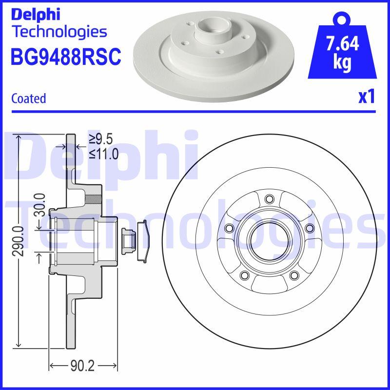 Disque de frein Delphi BG9488RSC - Arrière - Plein - Conditionnement boîte de 1 disque_0