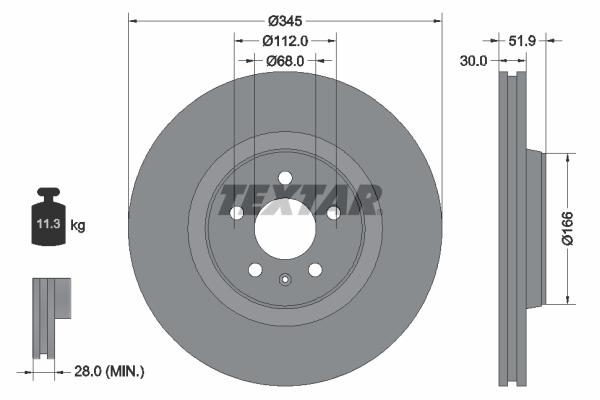 Disque de frein ventilé Textar 92229203 - boîte de 1 disque_0