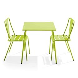 Oviala Business Ensemble table de jardin carrée et 2 chaises bistrot vert - Oviala - vert acier 109443_0