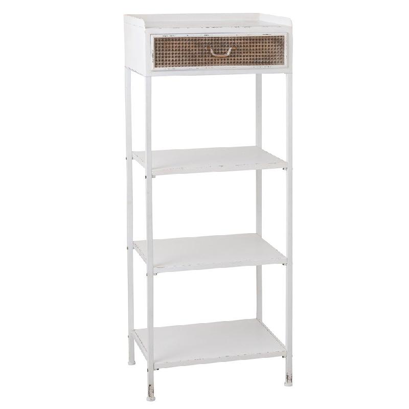 ÉTAGÈRE AKIBE 1 TIROIR 3 TABLETTES  EN MÉTAL BLANC_0