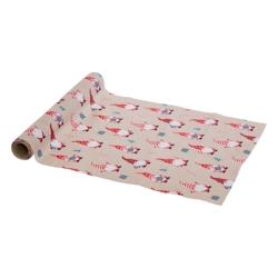 Feeric Christmas Chemin de table Tissu Beige avec Gnomes Rouge 28 x 300 cm - beige 3560233592958_0