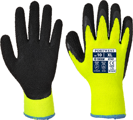 Gant thermique Soft Grip jaune noir A143, taille M - Certifié CE, tricot jauge 10_0