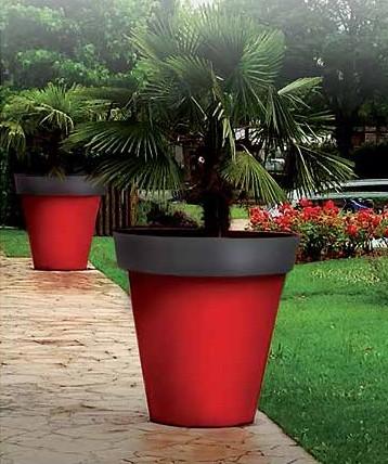 Grand pot rond déco bicolor - 3 hauteurs et diamètres disponibles - 21 coloris - Polyéthylène - Fabrication française_0