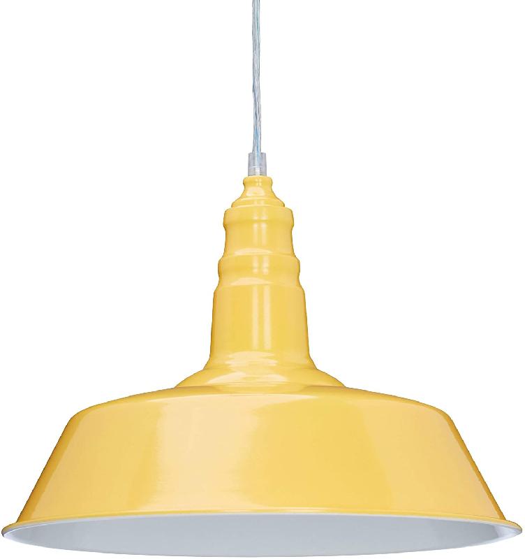 Lustre plafonnier suspendu lampe suspension luminaire abat-jour en métal jaune 13_0002574_4