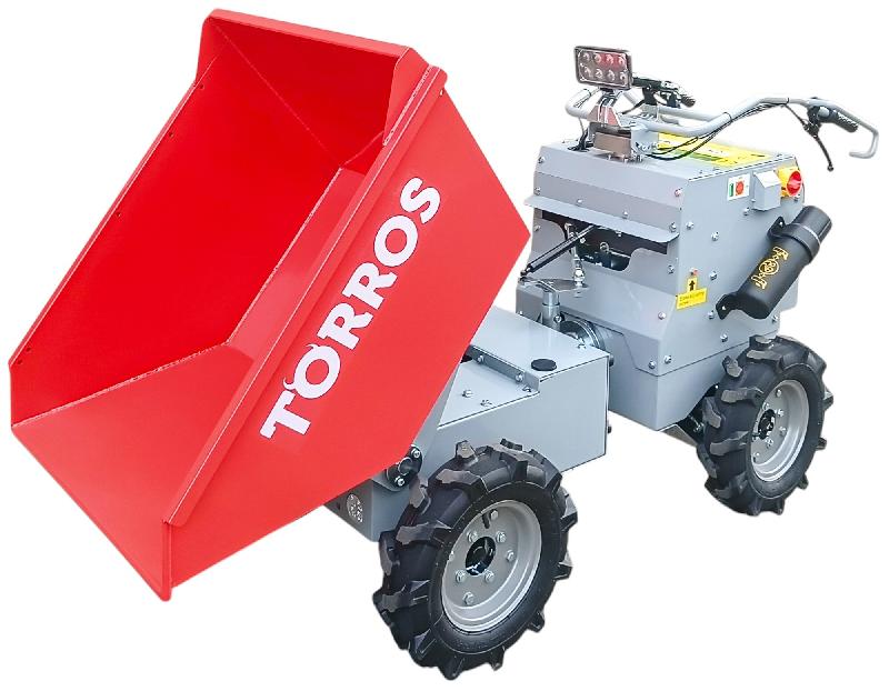Mini dumper électrique 4x4 roues motrices direction articulée 350 kg 158 L benne basculante hydraulique avec batteries 48 V / 20 Ah Torros MED303HK_0