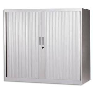 Mt international armoire basse métallique monobloc grise clair - dimensions : l120 x h105 x p43 cm_0