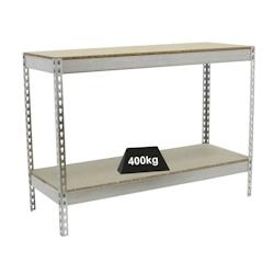 PROREGAL Étagère pour charges lourdes MINI WOOD YETI TWO | HxLxP 90x120x75cm | Charge du compartiment 400kg | Galvanisé - gris métal PR_RS141-11_0