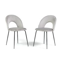 RATTATAN Lot de 2 chaises d’intérieur MARGOT en velours, dossier galbé, pieds en métal, élégantes et modernes pour la maison et les restaurants_0