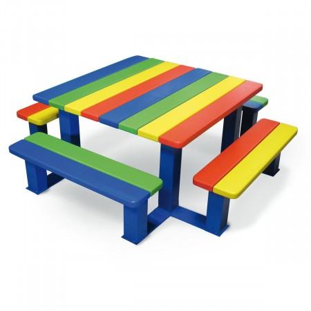 Table de pique-nique avec banquettes intégrées pour enfants_0