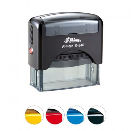 Tampon Printer Shiny S-846 - 7 lignes - Format 67x27 mm avec cassette d'encrage en 5 couleurs_0