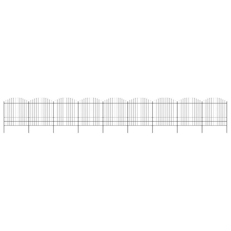 Vidaxl clôture de jardin à dessus en lance acier (1,75-2)x15,3 m noir 277756_0