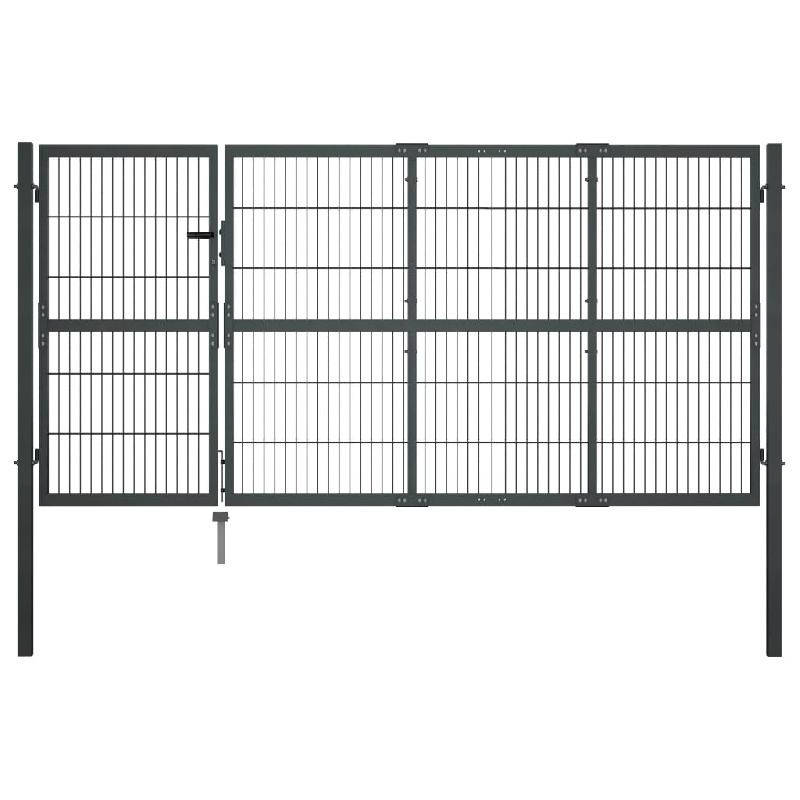 Vidaxl portillon avec poteaux acier 350 x 120 cm anthracite 144400_0