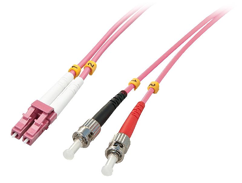 Lindy 46354 - Câble fibre optique duplex LC/ST OM4 10m - Rose_0