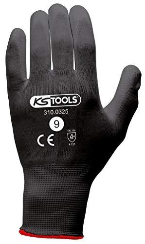 KS TOOLS - 310.0325 - Gants de protection en microfibres noirs, taille 9, lot de 12 paires_0