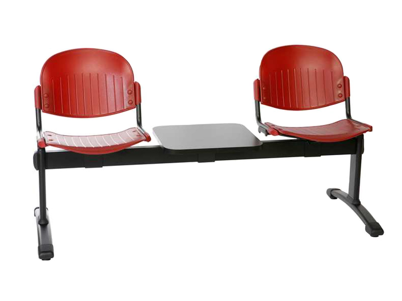Banc d'accueil Jinko - dimensions 123x60x78,9 cm - assise polypropylène - structure acier époxy noir_0