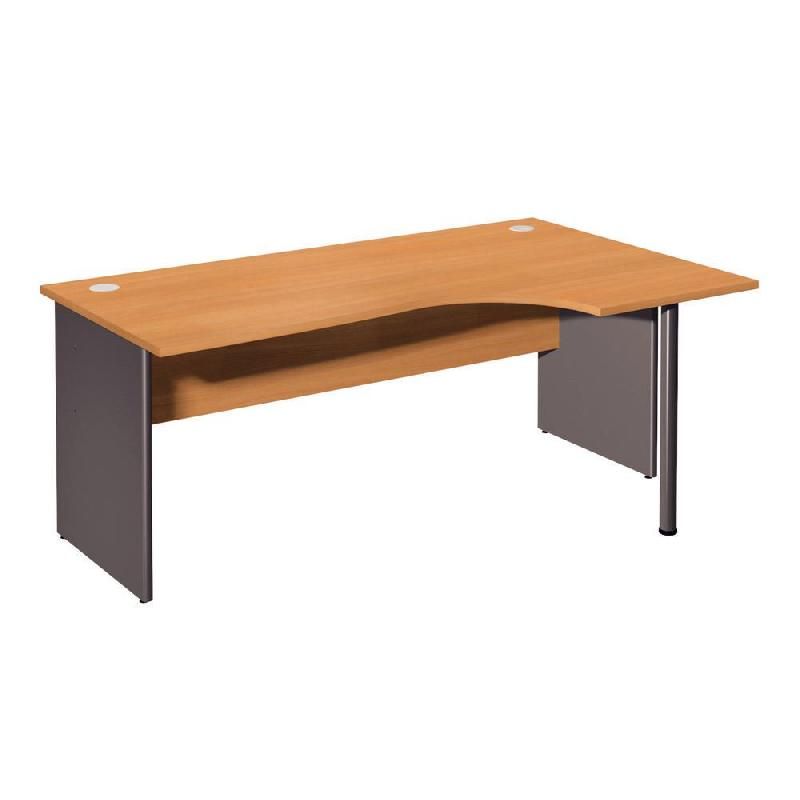 BUREAU COMPACT RETOUR À DROITE EVOLUTION 2 - L. 180 X P. 110 CM - PLATEAU 'HÊTRE' - PIEDS PLEINS 'HÊTRE'.