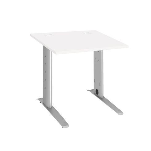 BUREAU DROIT EXCELLENS L 80 CM BLANC RÉGLABLE EN HAUTEUR PIÉTEMENT MÉTAL ALU