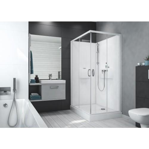 CABINE DE DOUCHE 100X80 CM IZIBOX2 - ACCÈS D'ANGLE PAR PORTES COULISSANTES TRANSPARENTES LEDA