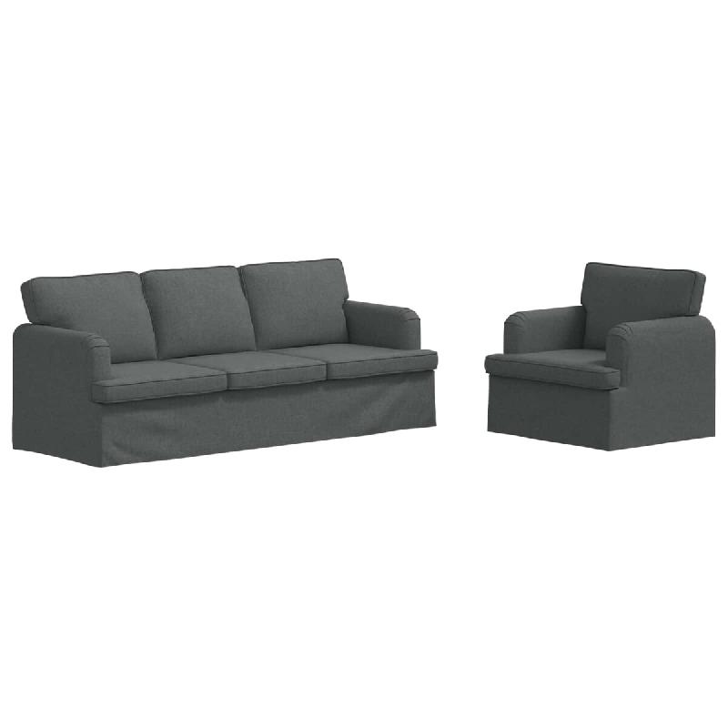 Canapé 2 pcs Gris foncé 144 x 80 x 85 cm tissu Modèle Aero Balcon - Matériau naturel 8721364374928_0