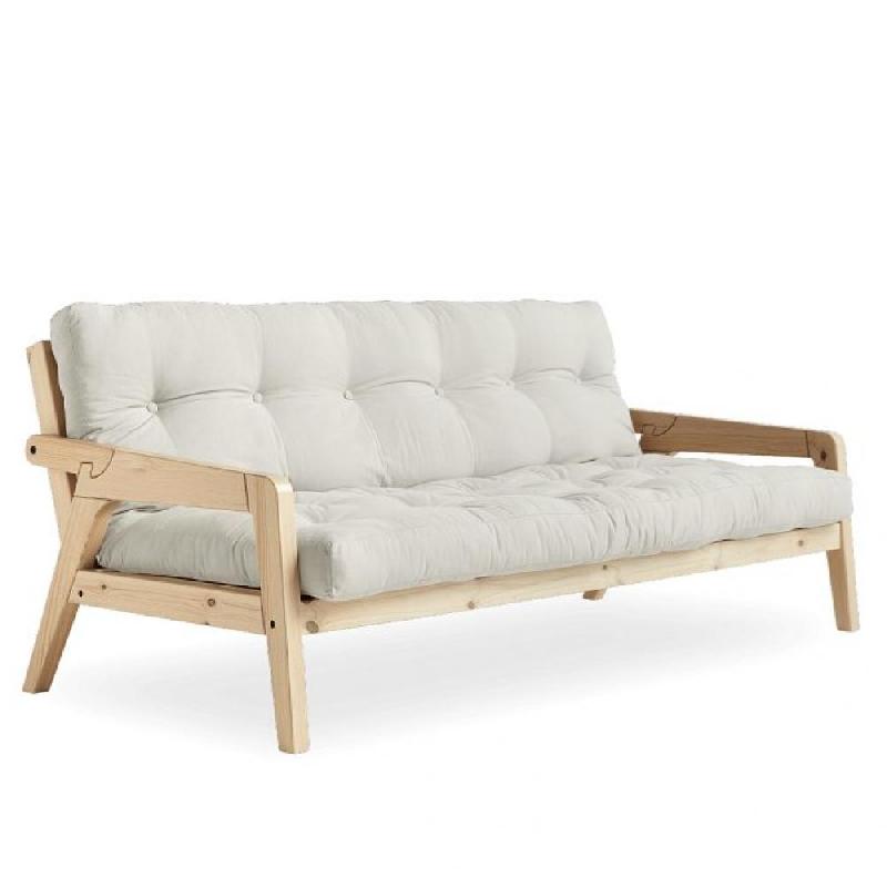 Canapé convertible futon GRAD - Pin naturel - Coloris naturel - Couchage 130 x 190 cm - Style scandinave_0