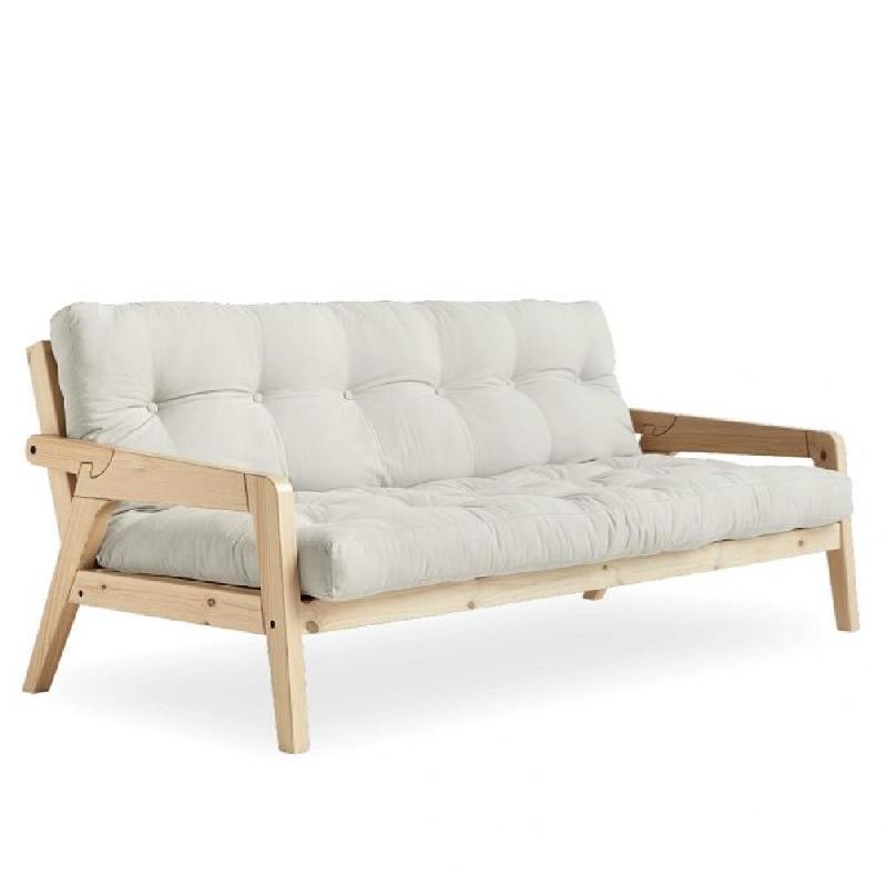 CANAPÉ CONVERTIBLE FUTON GRAB PIN NATUREL COLORIS NATUREL COUCHAGE 130 CM._0