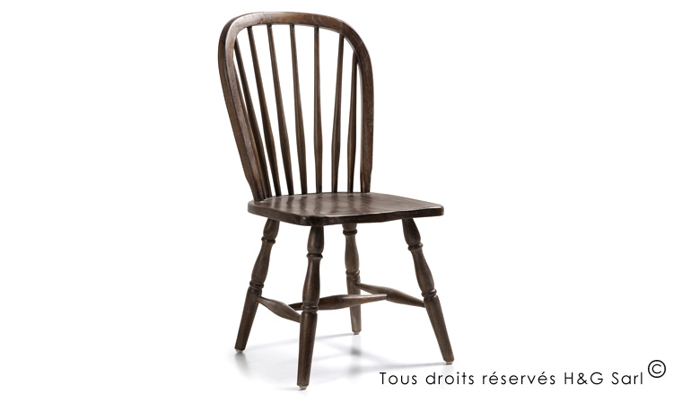 Chaise bois vintage - Loft - Lot de 2 chaises en bois massif Mindi - Finition céruse grise sur fond marron_0