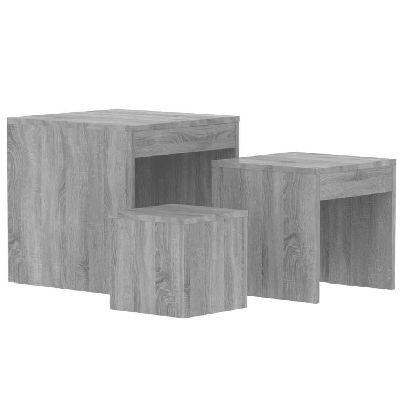 Décoshop26 - Lot de 3 tables d'appoint gigognes en bois d'ingénierie gris DEC032739 - gris Bois massif 3000259128200_0