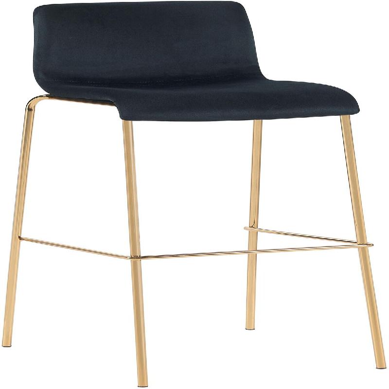 Décoshop26 - Tabouret de bar x1 en velours noir cadre métallique doré à quatre pieds style chic et moderne 10_0005850 - noir métal 3000265257383_0
