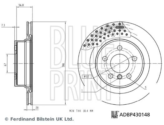 Disque de frein Blue Print ADBP430148 - ventilé - arrière - boîte de 1 disque_0
