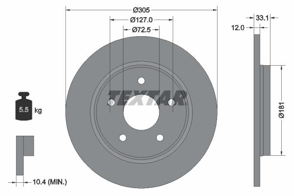 Disque de frein Textar 92181003 - disque plein - conditionnement boîte de 1 disque_0